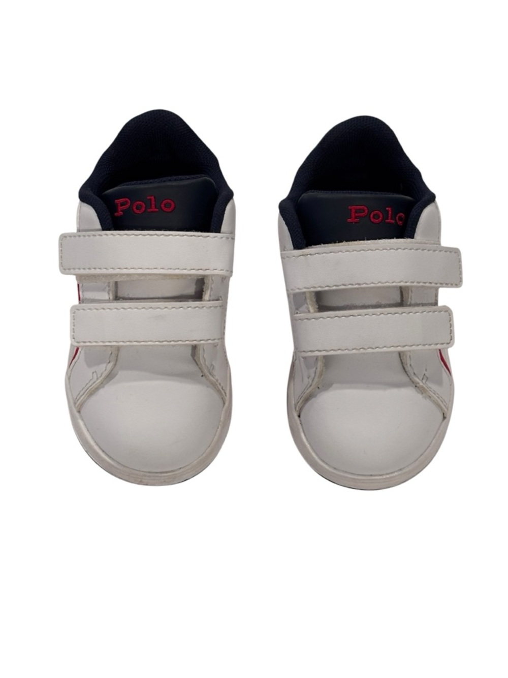 Polo by Ralph Lauren Toddler Boy White and Navy Velcro Sneakers Size 7